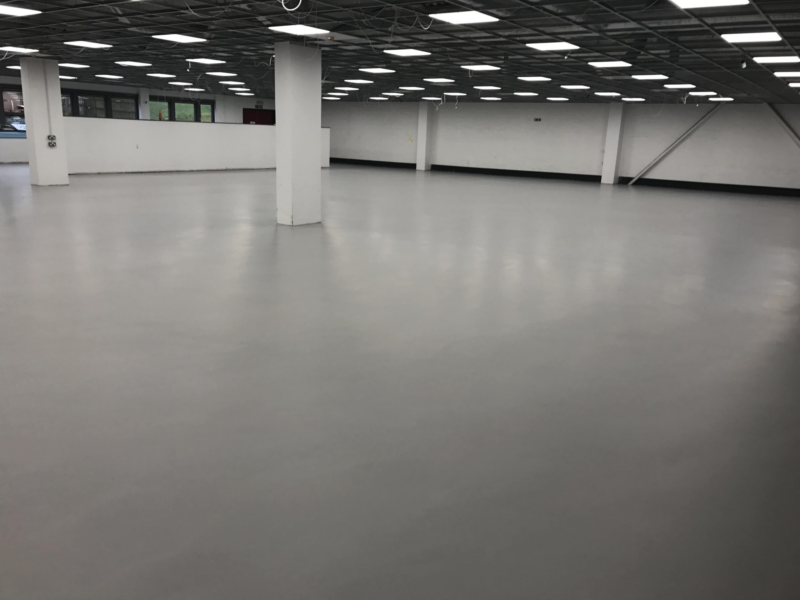 resin floor in an empty warehouse