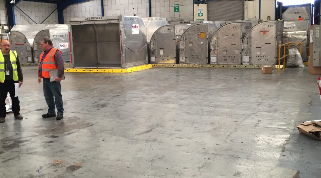 self levelling epoxy flooring for Fedex's warehouse and storage unit