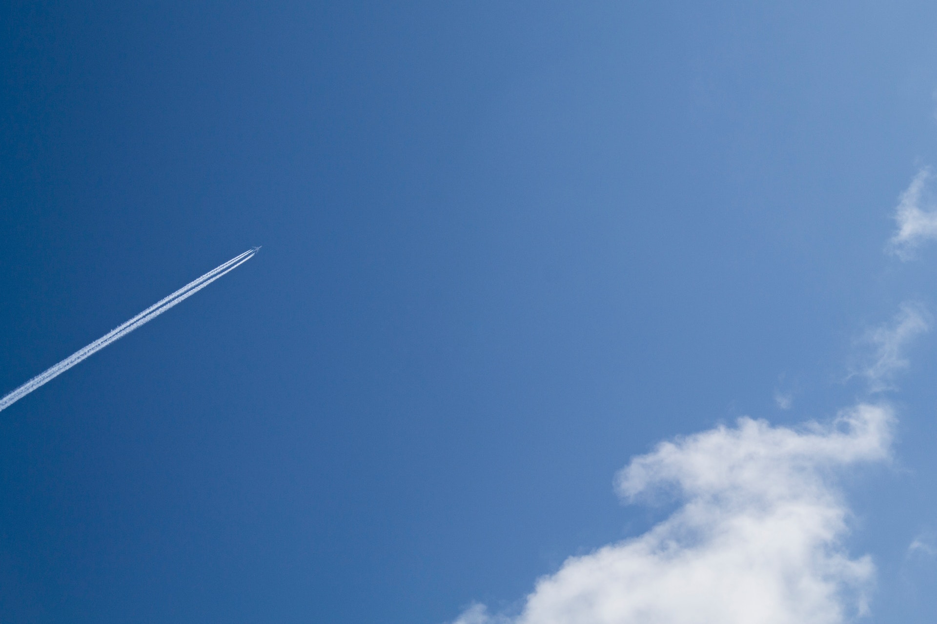 aeroplane flying through blue sky